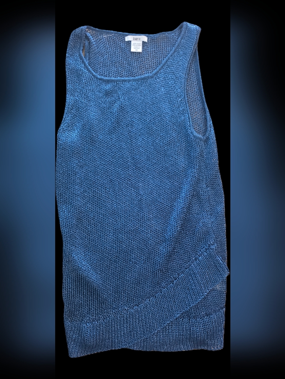 Bar III Navy Metallic Knit Tank